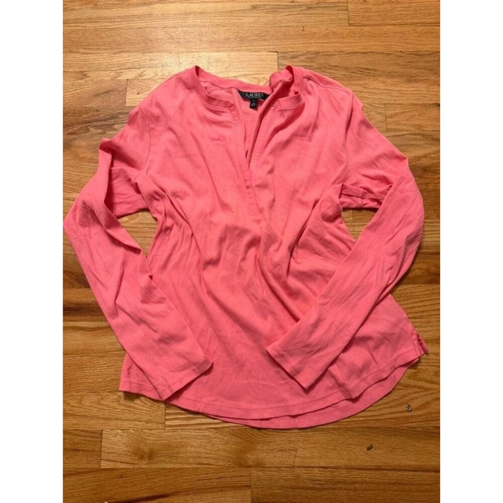 ralph lauren pink ribbed henley top